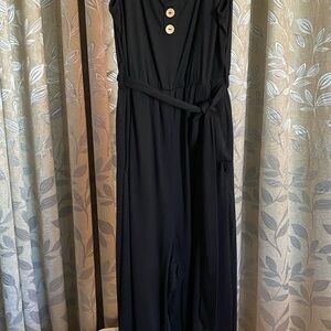 BloomChic Black Jumpsuit with Button Detail